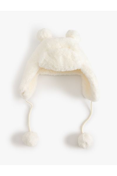Koton Pilot Plush Cap - Winter with Pompom Detail