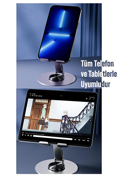 ALASTOR Ποιοτική, πλήρως μεταλλική, αναδιπλούμενη, ρυθμιζόμενη 360 μοιρών βάση τηλεφώνου, επιτραπέζια βάση για tablet