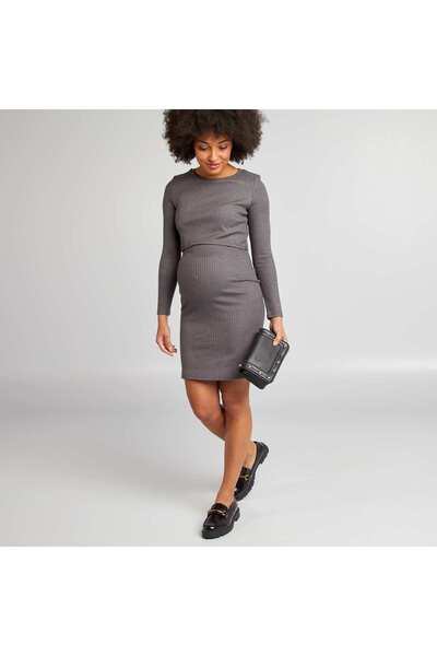 KIABI Ribbed nursing dress GREY