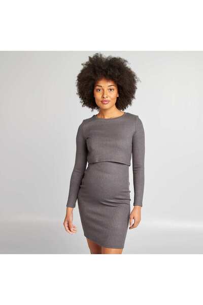 KIABI Ribbed nursing dress GREY
