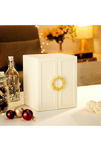 SheSee منظم ساعة مجوهرات فاخر وحلق وقلادة وسوار - 24x20x18 سم، جلد PU وجلد سو...