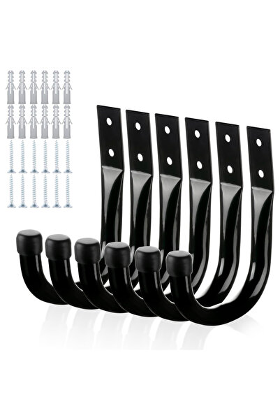 Choice Black-6Pcs Pack of 6 Heavy-Duty Garage Hooks for Hanging, Large Garage...