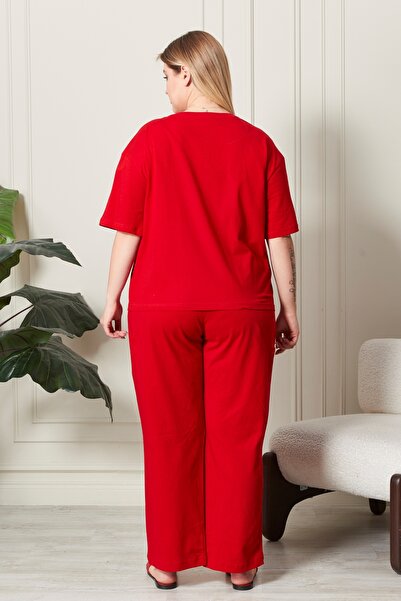 Bella Dossi طقم بيجامة نسائي مريح بأكمام قصيرة من الجيرسيه 30/1 مقاس كبير