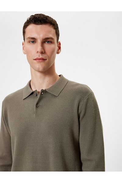 Koton Knitwear Polo Neck Sweater - Long Sleeve and Buttons