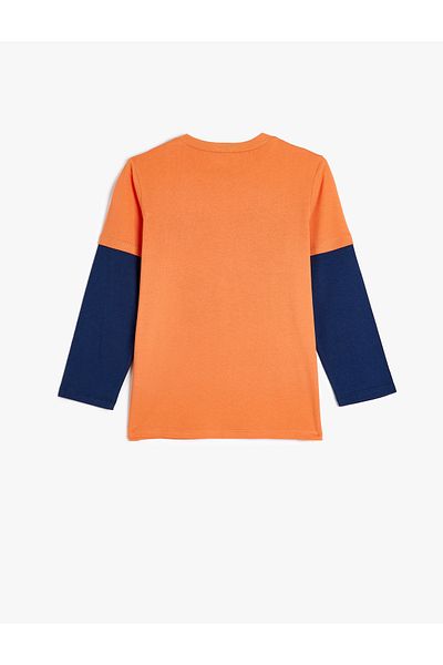 Koton T-Shirt Print Detailed Long Sleeve Crew Neck