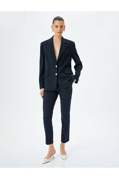 Koton High Waist Cigarette Fabric Trousers with Pockets