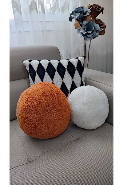 oneplise Pernă de 2 inchi/pernă gresie mare/mică ecru (42 cm / 25 cm)