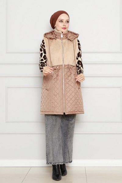 Sevitli Fur Detailed Capitone Vest-Mink