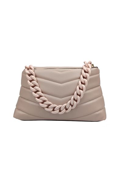 Sia Çanta SİA BAG Line Quilted Baguette Bag with Colorful Chain Accessories, Baguette & Cross Strap, Simple and Stylish