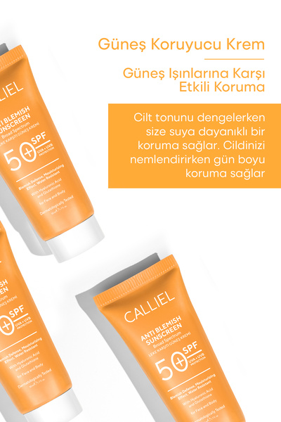 CALLİEL Leke Karşıtı Tüm Ciltler Için Yüksek Korumalı 50 Spf Güneş Kremi Glutatyon Etkili 50 ml