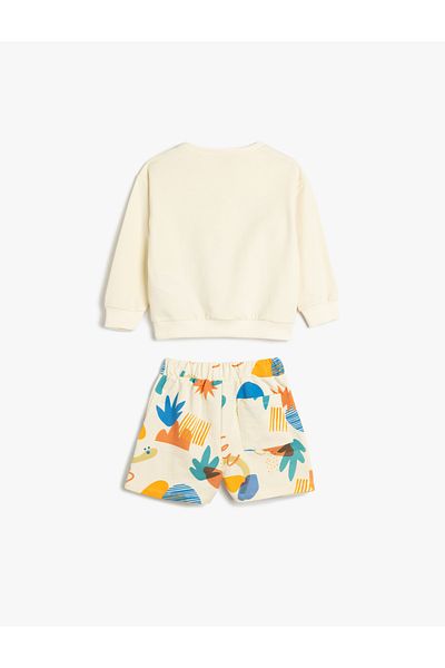 Koton Cotton Print Detailed Shorts and Sweatshirt Set