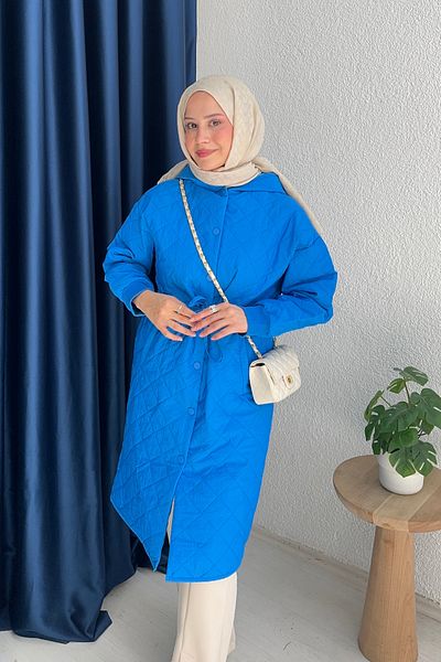 lurex moda Palton matlasat cu glugă și fermoar