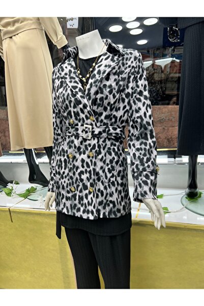 hisarpretty Leopar desenli kısa trenç