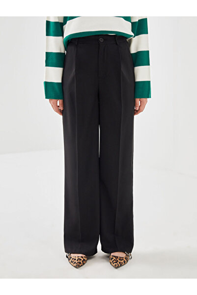LC Waikiki Black Loose Fit Wide Leg Women's Trousers