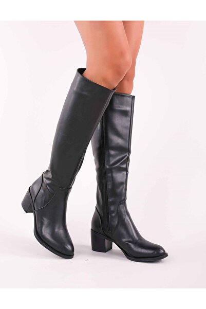 çetin ayakkabı Eser Kışlık Uzun Fermuarlı Siyah Çizme