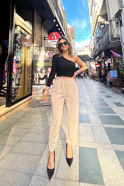 Eswomes Waist Yan Carrot Pants Stone