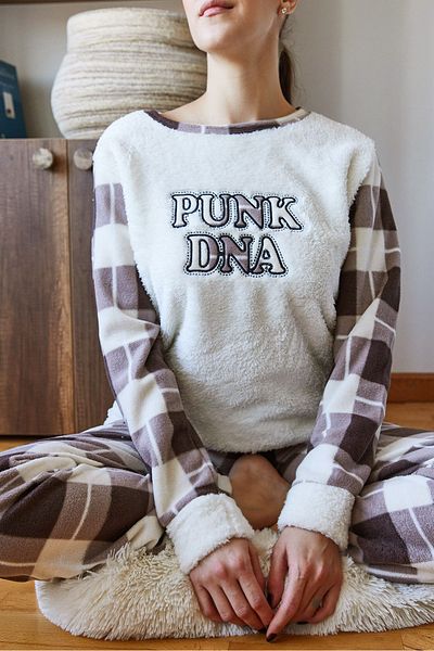 Bianco Lucci Women's Plaid Print Plush Pajamas Set 60261110