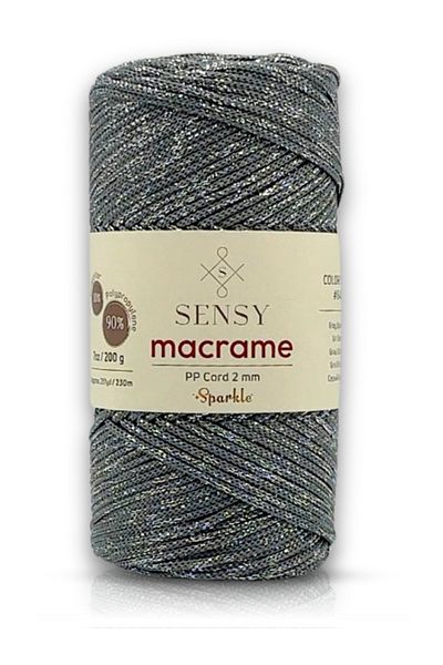 SENSY Premium Silvery 200 Gr Polyester Macrame Thread Grey 2 mm - 230 m Supla Thread and Bag Thread