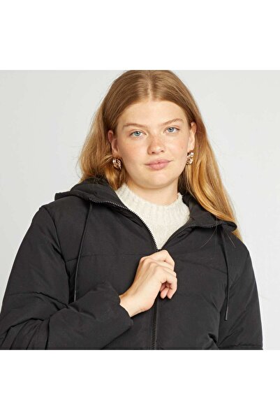 KIABI Zip-up hooded padded jacket BLACK