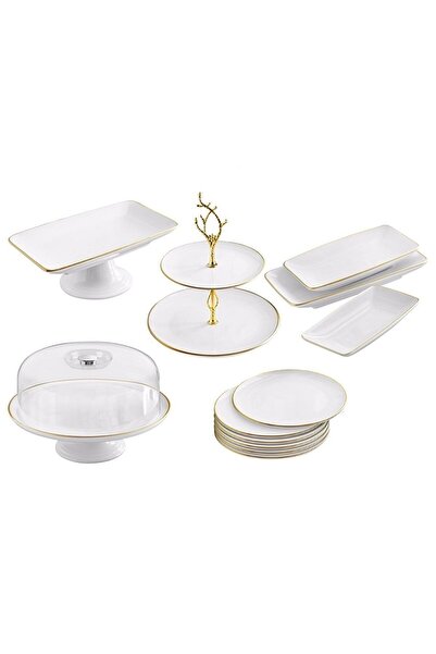 Pinkev طقم أطباق تقديم كيك من السيراميك مكون من 13 قطعة