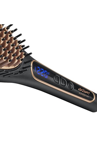 Arzum AR5036 Superstar Turmalin İyon Saç Düzleştirici Fırça, Otomatik Kapanma, Siyah