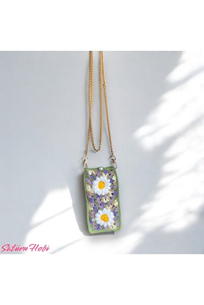 Satürn Hobi Geantă pentru telefon și husă pentru ochelari cu lanț de tricotat...