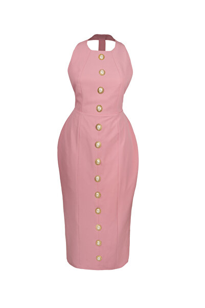 LAULEİ İnci Dress Φόρεμα μάξι σε ροζ πούδρα με ανοιχτή πλάτη