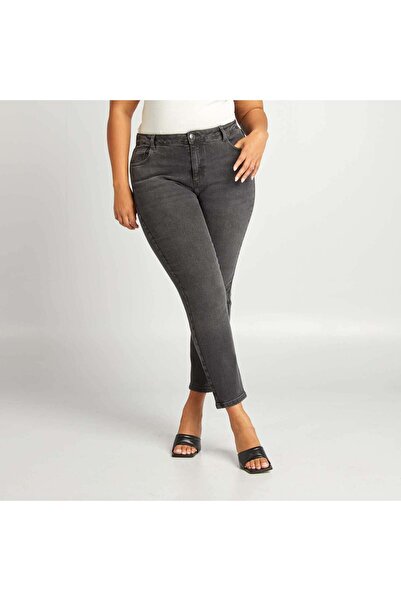KIABI High-waisted straight-cut jeans GREY