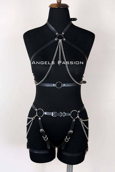 Angels Passion Δερμάτινο λουράκι σώματος, γυναικεία δερμάτινα φανταχτερά ρούχα