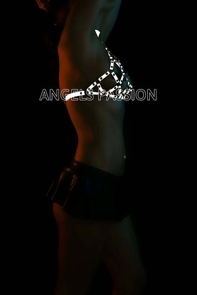 Angels Passion Διχτυωτό λουρί με ανακλαστήρα πάνω από το στήθος