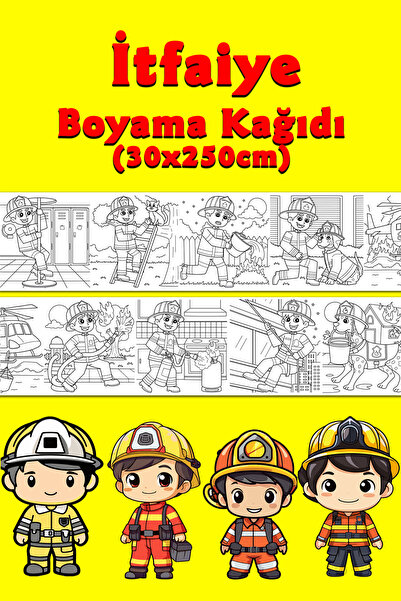 Genel Markalar İtfaiye Dev Boyama Kağıdı 2,5 Metre Rulo Boyama Kağıdı - Çocuk...