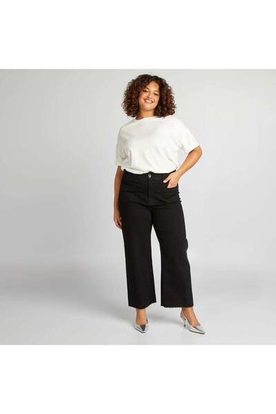 KIABI بنطال جينز واسع الساق مع جيوب جانبية باللون الأسود