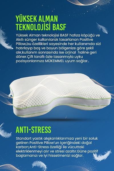 Positive Pillow Premium Soft 100% Visco Neck Supported Antibacterial Orthopedic Pillow