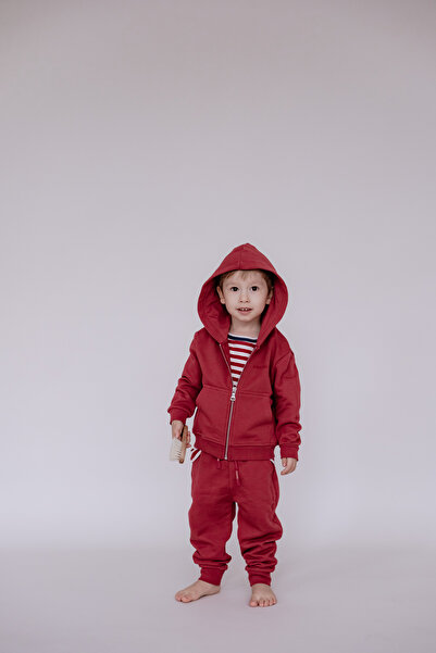 Atelier Babbi 100% Cotton Zip Hoodie - Burgundy