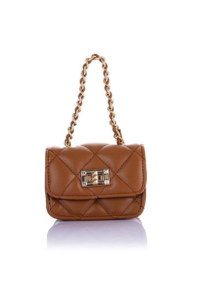 Getcho Nelton Women's Tan Chain Strap Mini Earphone Coin Makeup Bag AirPods Bag Stylish