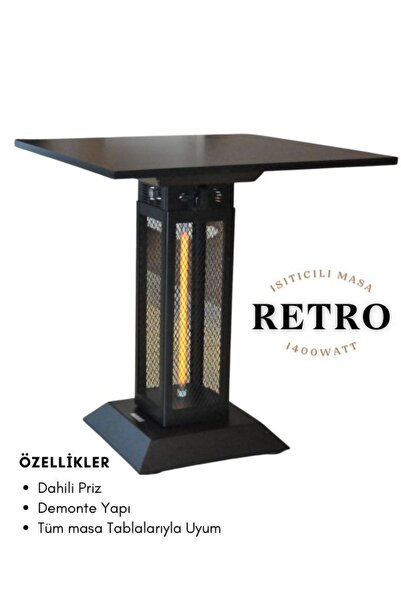 HOTTABLE Retro 1400 Watt Infrared Isıtıcılı Cafe Balkon Bahçe Masası