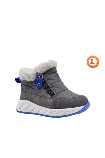 kids A more Waly Double Zippered Boys' Boots with Plush Fur Inside Smoked