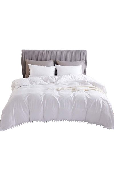 Donetella 2-Piece Pompom Single Size Bedding Duvet Set 170X240 cm Filler Not Included