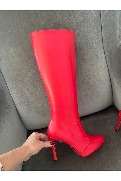 modadanall Red,Leather,High Heel,Women's Boot