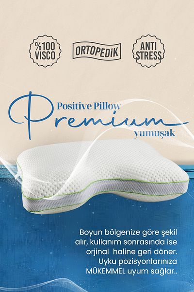 Positive Pillow Premium Soft 100% Visco Neck Supported Antibacterial Orthopedic Pillow