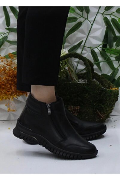 Özkan Ayakkabı SİYAH ÇİFT TARAFI FERMUARLI HAKİKİ DERİ ORTOPEDİK TABAN RAHAT YUMUŞAK KADIN BOT