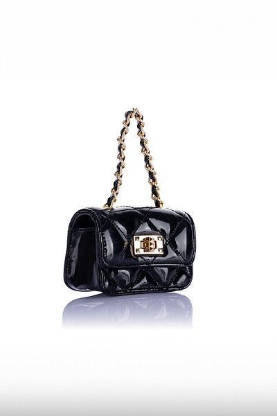 Getcho Nelton Women's Black Chain Strap Mini Earphone Coin Makeup Bag AirPods Bag Lightweight Elegant