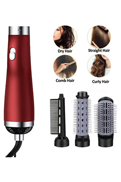 Arabest مجفف شعر 3 في 1 بفرشاة دوارة، محرك بدون فرشاة بقوة 1800 واط، مجفف شعر أيوني سلبي، منخفض الضوضاء، أحمر