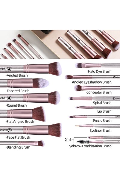Believe 14 Parça Kabuki Purple Mood Makyaj Fırça Seti (YURTDIŞI ÜRÜNÜ)