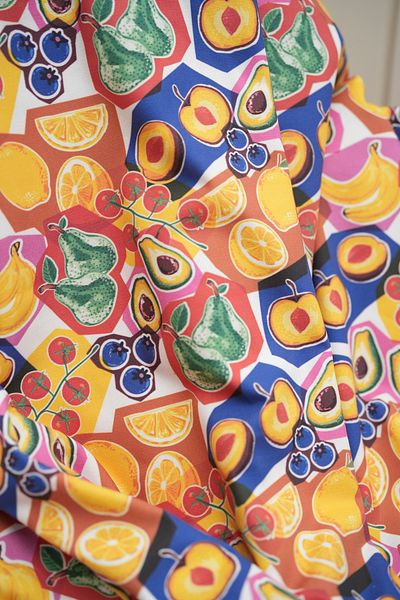 Tuğba Kuğu Printed Panama Fabric (100% Cotton) |   Dessert Fruits