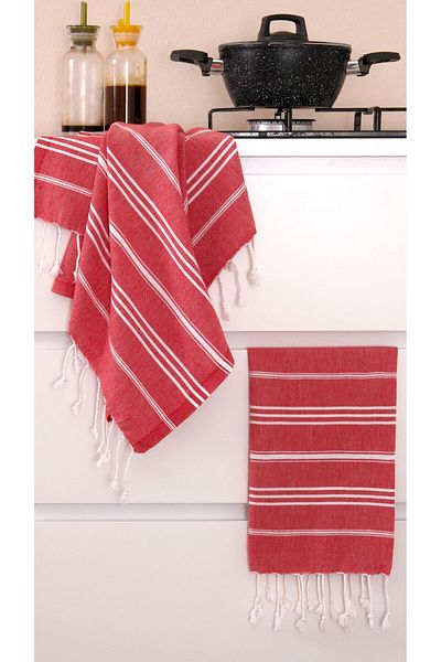 Miracolo Home Sultan Peskir - Set of 2 Red Drying Cloths