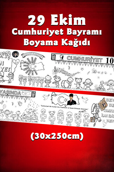 BiWini 29 Ekim Cumhuriyet Bayramı 102 yaşında Dev 2,5 Metre Rulo Boyama Kağıd...