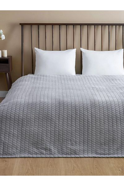 LC Waikiki Soft Gray Bud Patterned Welsoft Double Blanket 200X220 cm