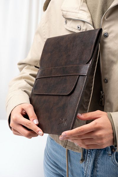 DK LEATHER 10-11 Inch Tablet Case Pu Leather with Pocket- Compatible for iPad Pro/Air, Samsung, Huawei, Lenovo