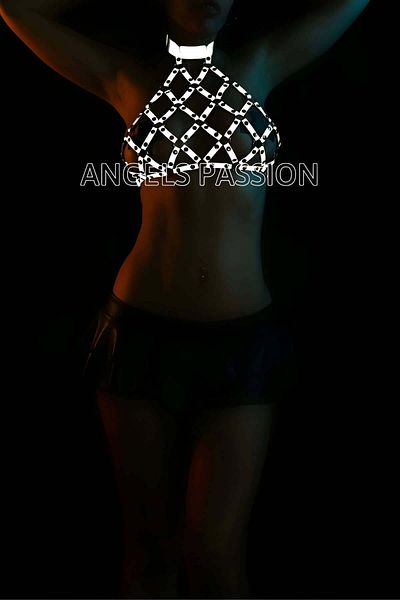 Angels Passion Διχτυωτό λουρί με ανακλαστήρα πάνω από το στήθος